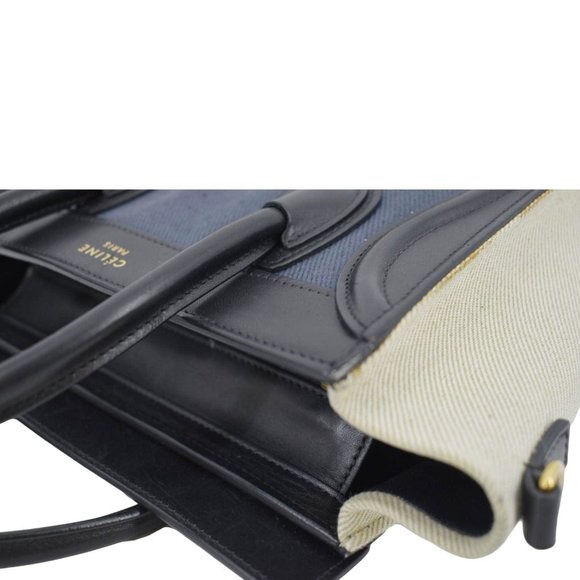 CELINE  Nano Luggage Textile Leather Shoulder Bag Tricolor - Picture 5 of 11